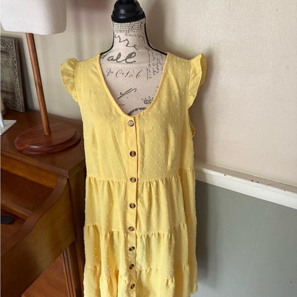 SHEIN LUNE Plus Button Front Ruffle Trim Ruffle Hem Dress - Picture 2 of 6